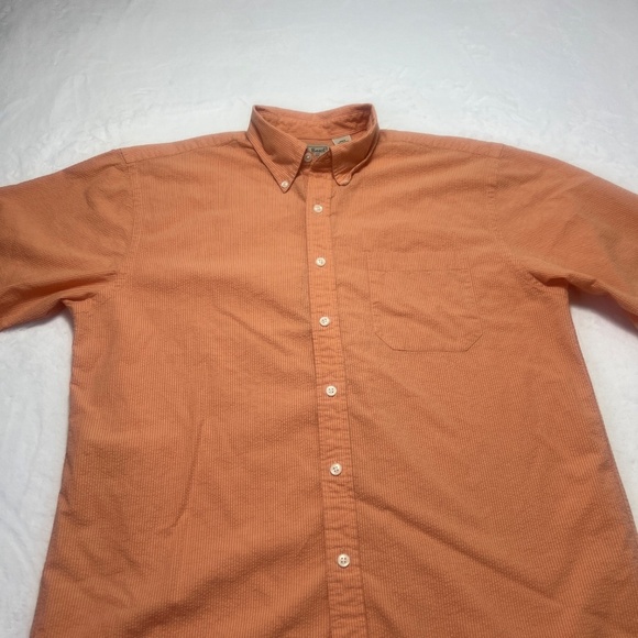 LL Bean Men’s Short Sleeve Burnt Orange Check Shirt 100% Cotton - Picture 4 of 8
